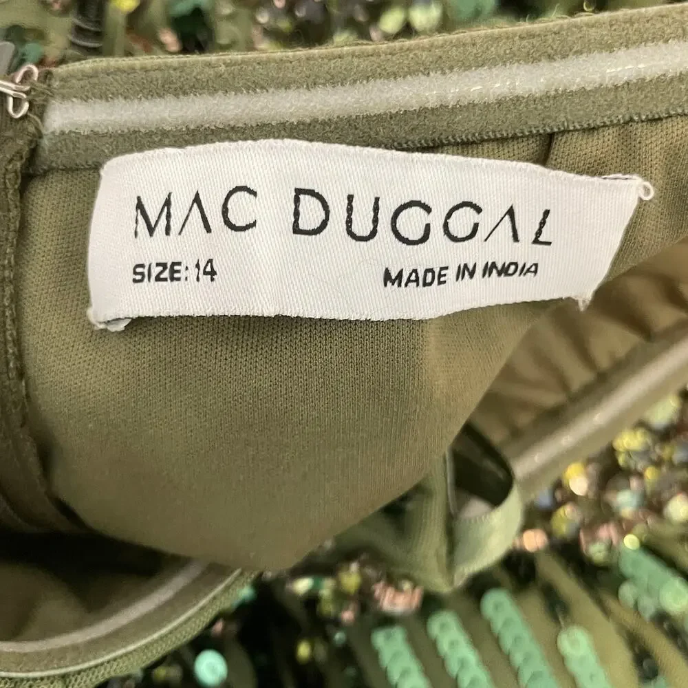 Mac Duggal Strapless Hand Embellished Beaded A Line Gown In Emerald 93915 14 New - Picture 11 of 15